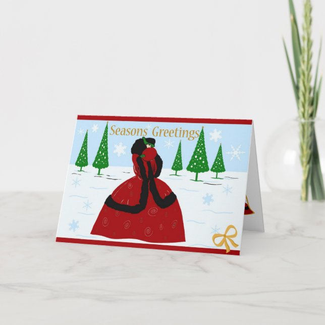 Art Deco Xmas Girl Holiday Card (Front)