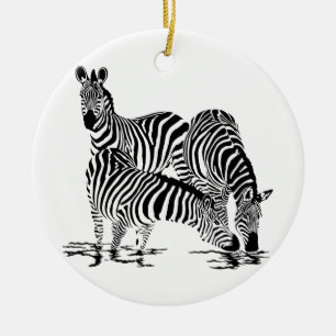 Art Deco Zebra Ceramic Ornament