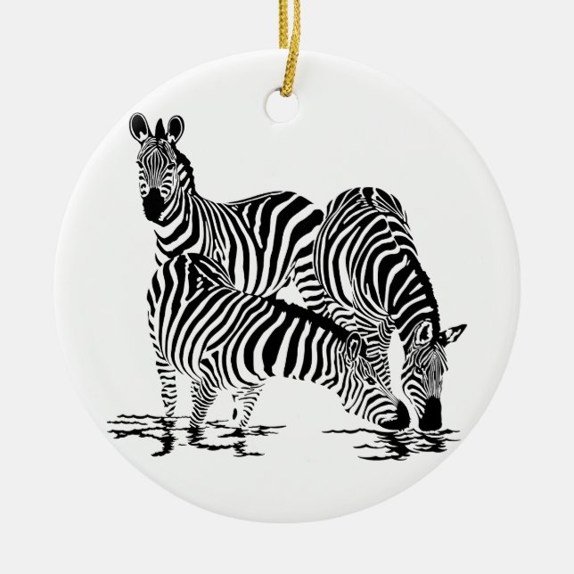 Art Deco  Zebra Ceramic Ornament (Front)