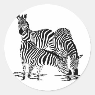 Art Deco Zebra Classic Round Sticker