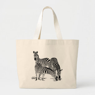 Art Deco Zebra Large Tote Bag