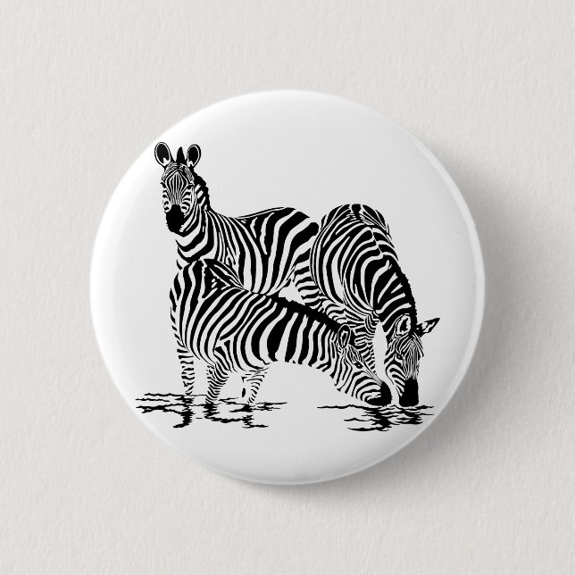 Art Deco  Zebra Pinback Button (Front)
