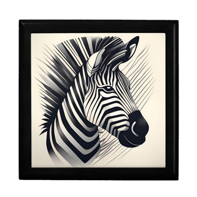 Art Deco Zebra Wooden Jewelry Keepsake Box (Front)