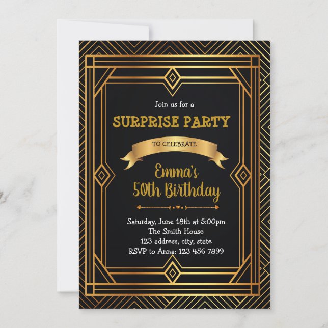 Art decor gatsby roaring 1920s invitation (Front)