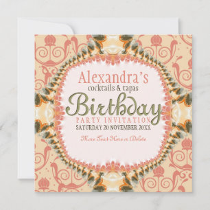 Art Decor & Lace Birthday Cocktail Party Invitatio Invitation