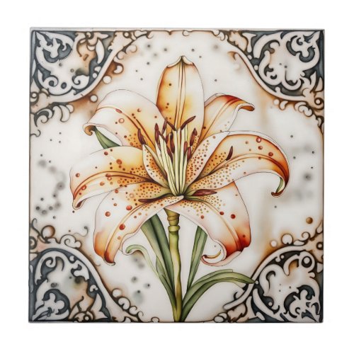 art decor lily antique ornate ceramic tiles