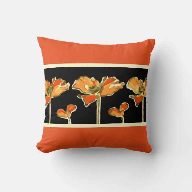Art decoratifs Orange Flower Alphonse Mucha Pillow (Front)