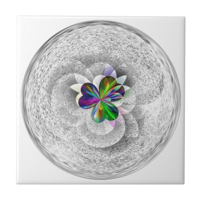 Art Design 3 leaf heart Ceramic Tile (Front)