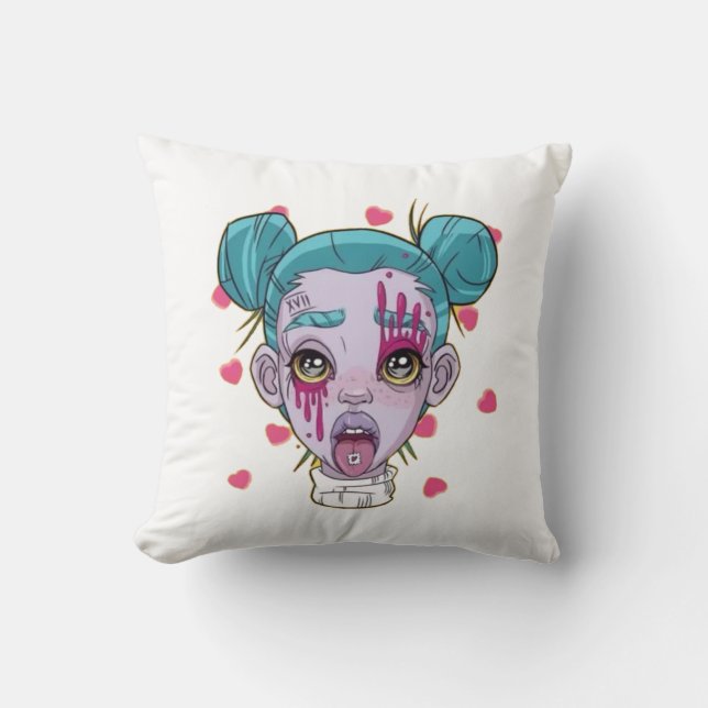 art design, cyberpunk art, cyberpunk, clubber girl throw pillow (Front)