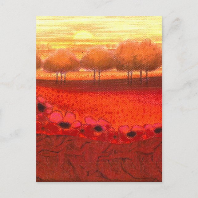 Art Design "Red Flowerfield" a dream of Landscape Postcard (Front)