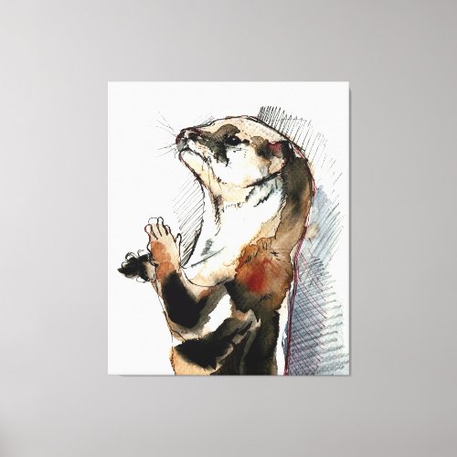 Art Drawing Otter   Cute Otter Gifts Canvas Print