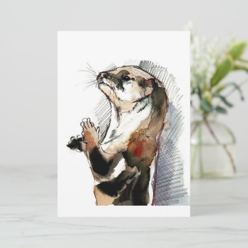 Art Drawing Otter   Cute Otter Gifts Holiday Card