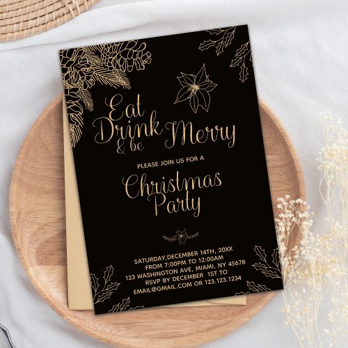 Art Eat Drink and be Merry Christmas Invitations