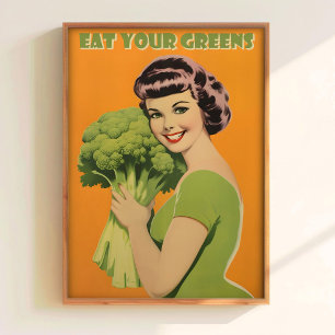 Art Eat Your Greens Poster Printable Funny Kitchen