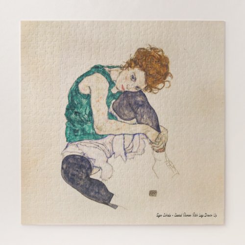 ART EGON SCHIELE SEATED WOMAN WITH LEGS PULLED UP JIGSAW PUZZLE