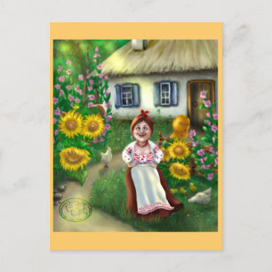 Art ethnic Ukrainian village postcard