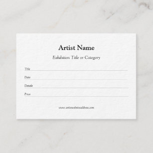 Art Exhibition Label Template for Artists Business Card