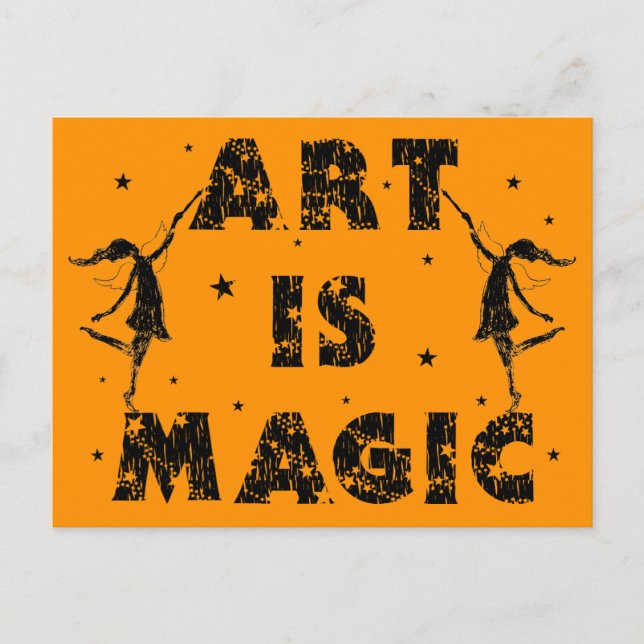 Art Fairies: Art Is Magic (Halloween Orange) Postcard (Front)