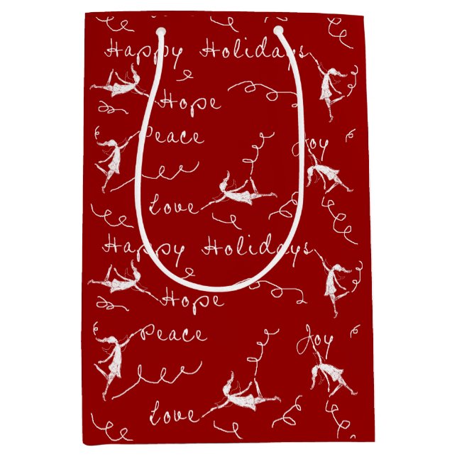 Art Fairies Happy Holidays Medium Gift Bag (Front)
