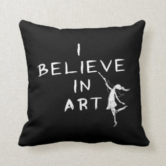 Art Fairy: I Believe In Art (Black) Throw Pillow