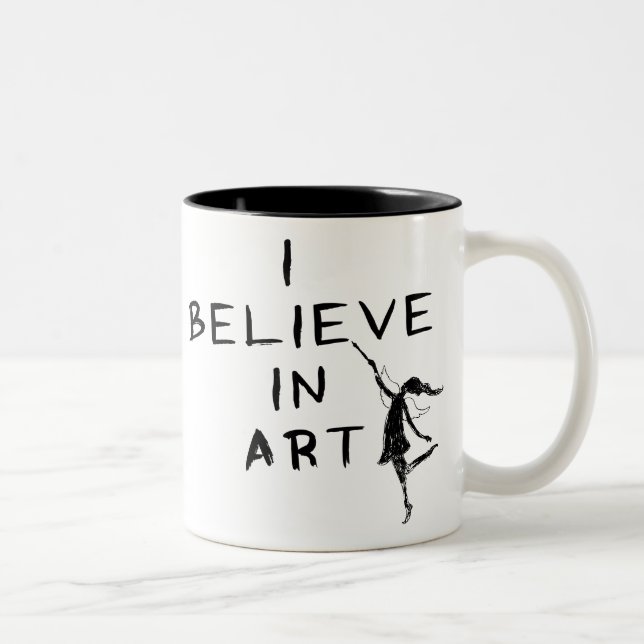 Art Fairy: I Believe In Art Two-Tone Coffee Mug (Right)