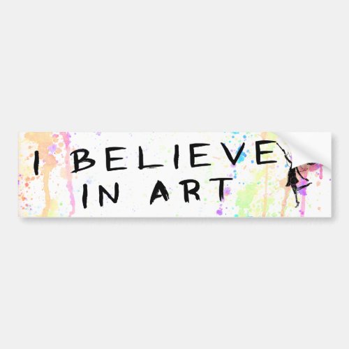 Art Fairy I Believe In Art Watercolor Bumper Sticker