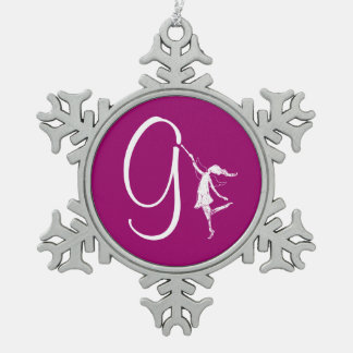 Art Fairy Initial: G Snowflake Pewter Christmas Ornament