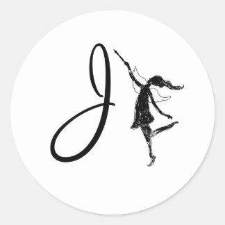 Art Fairy Initial: J Classic Round Sticker