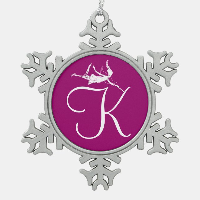 Art Fairy Initial: K Snowflake Pewter Christmas Ornament (Front)