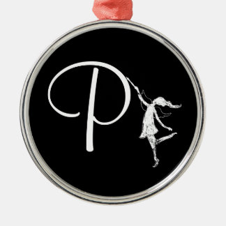 Art Fairy Initial: P Metal Ornament