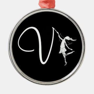 Art Fairy Initial: V Metal Ornament