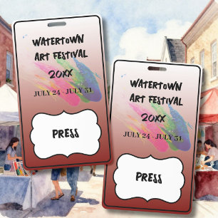 ART FESTIVAL Custom Stylish Personalized Colorful Badge