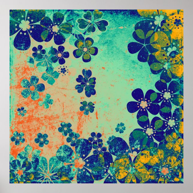 Art floral grunge background pattern 3 poster (Front)