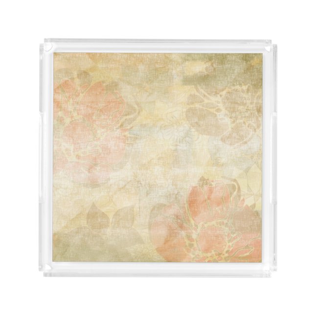 art floral grunge background pattern acrylic tray (Front)