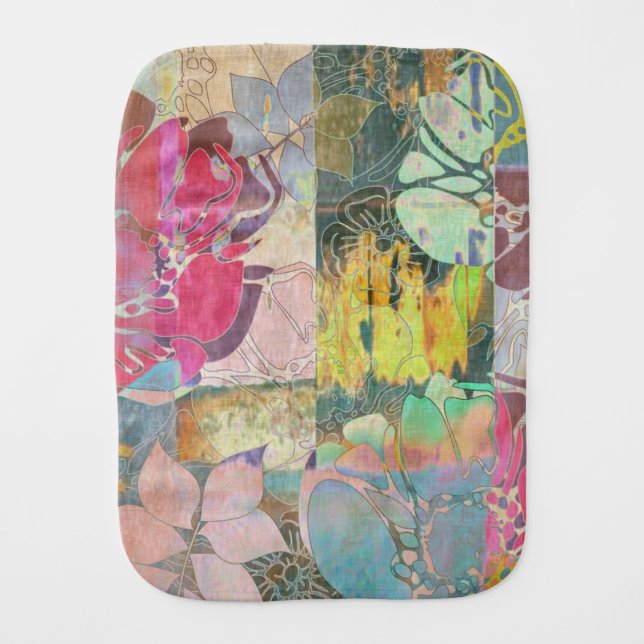 Art floral grunge pattern baby burp cloth (Front)