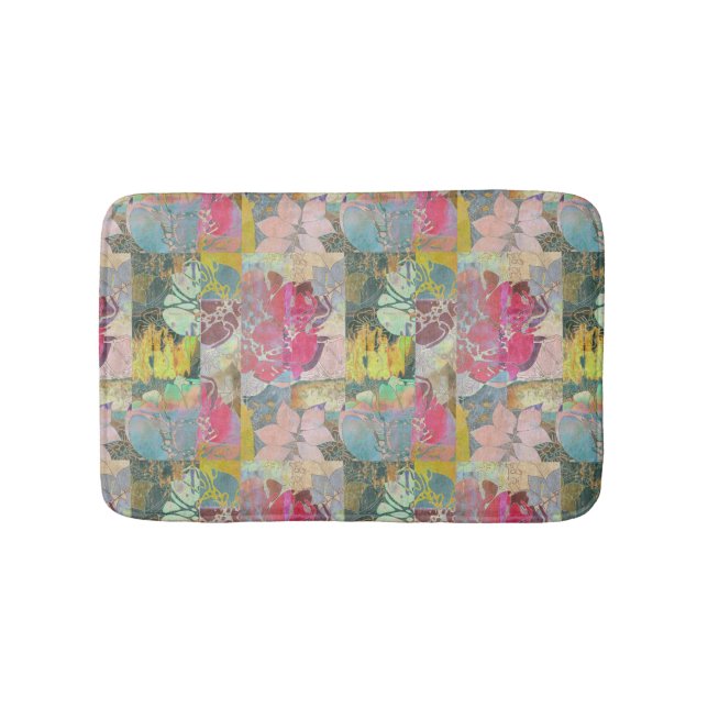 Art floral grunge pattern bathroom mat (Front)