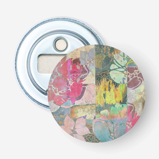 Art floral grunge pattern bottle opener (Front)