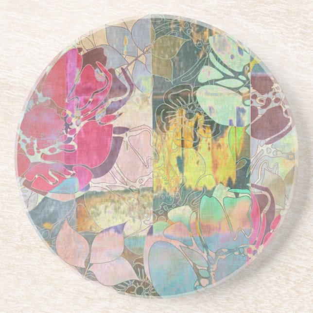 Art floral grunge pattern coaster (Front)
