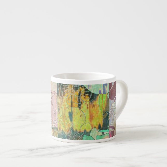 Art floral grunge pattern espresso cup (Front Right)