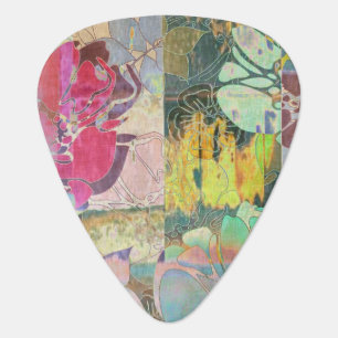 Art floral grunge pattern guitar pick