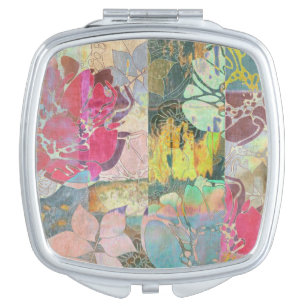 Art floral grunge pattern makeup mirror