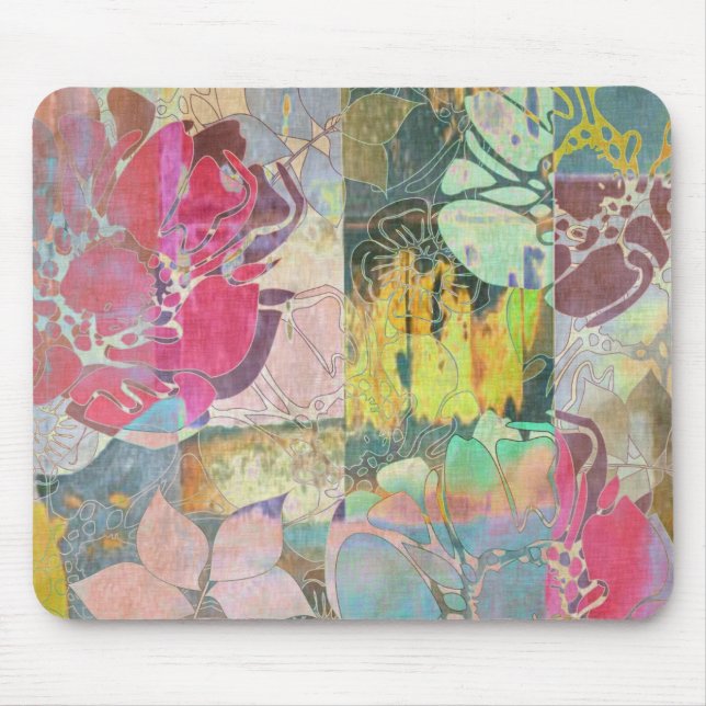 Art floral grunge pattern mouse pad (Front)