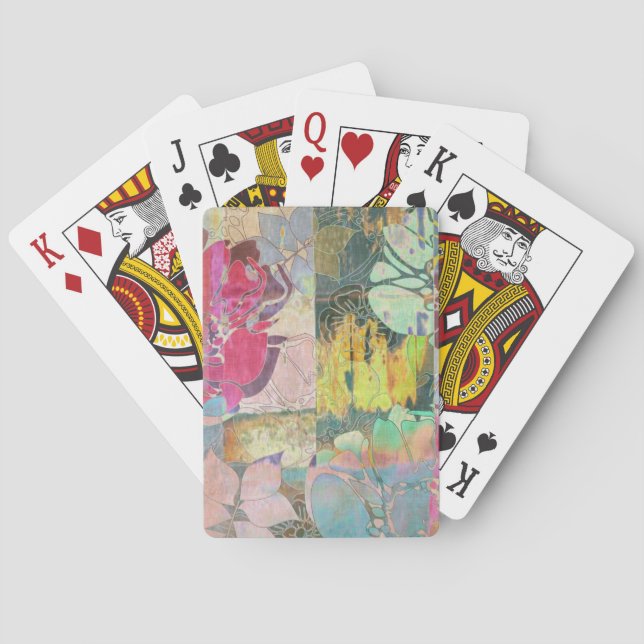 Art floral grunge pattern poker cards (Back)