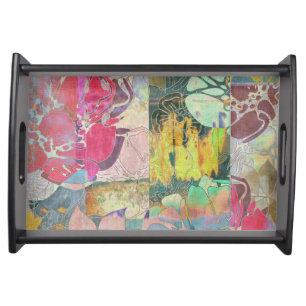 Art floral grunge pattern serving tray