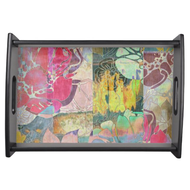 Art floral grunge pattern serving tray (Front)
