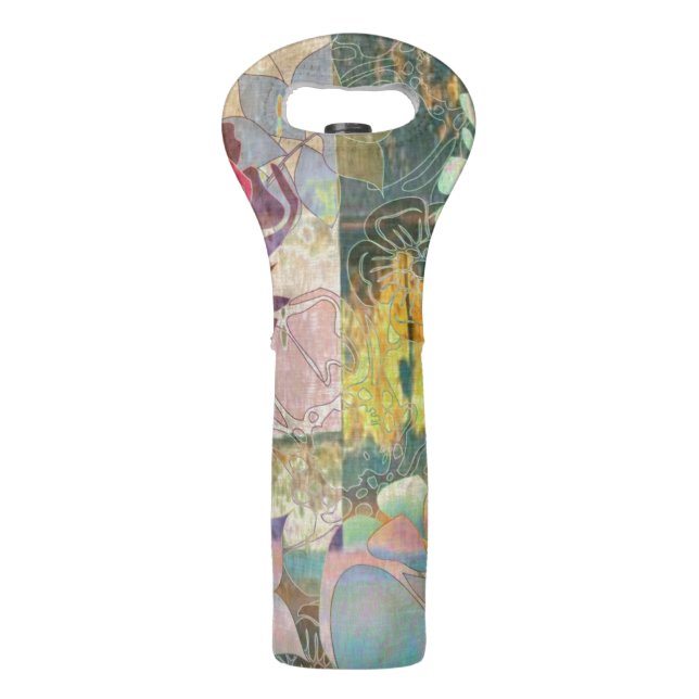 Art floral grunge pattern wine bag (Front)