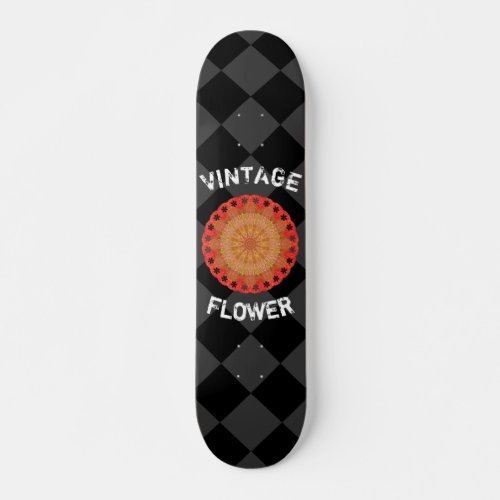 Art floral _ rouge et jaune _ vintage flower skateboard
