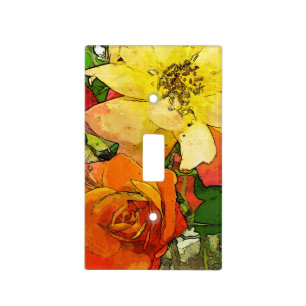 art floral vintage colorful background 2 light switch cover