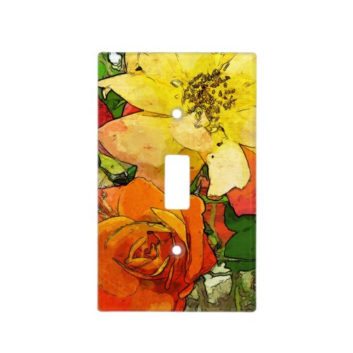 art floral vintage colorful background 2 light switch cover