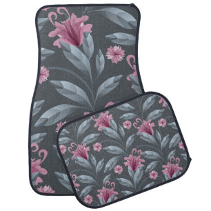 Art floral vintage seamless pattern. Maroon transl Car Floor Mat